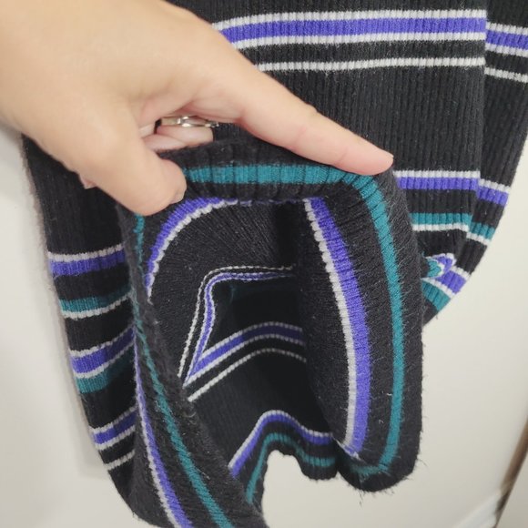 Stork & Babe Knit Maternity Black Comfy Blue Green Striped Ribbed Sweater Dress - Picture 5 of 10